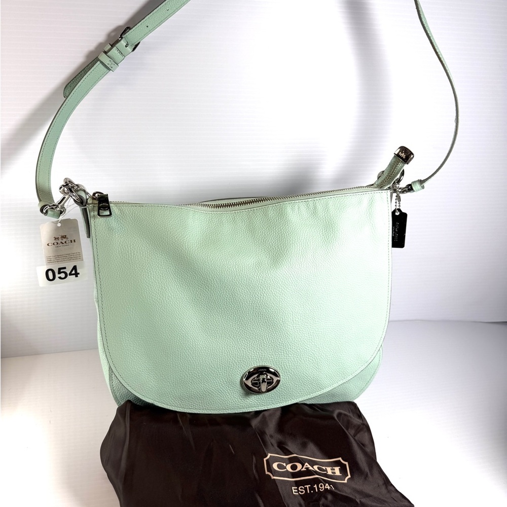 Coach Light Sea Foam Green Leather Shoulder Bag
